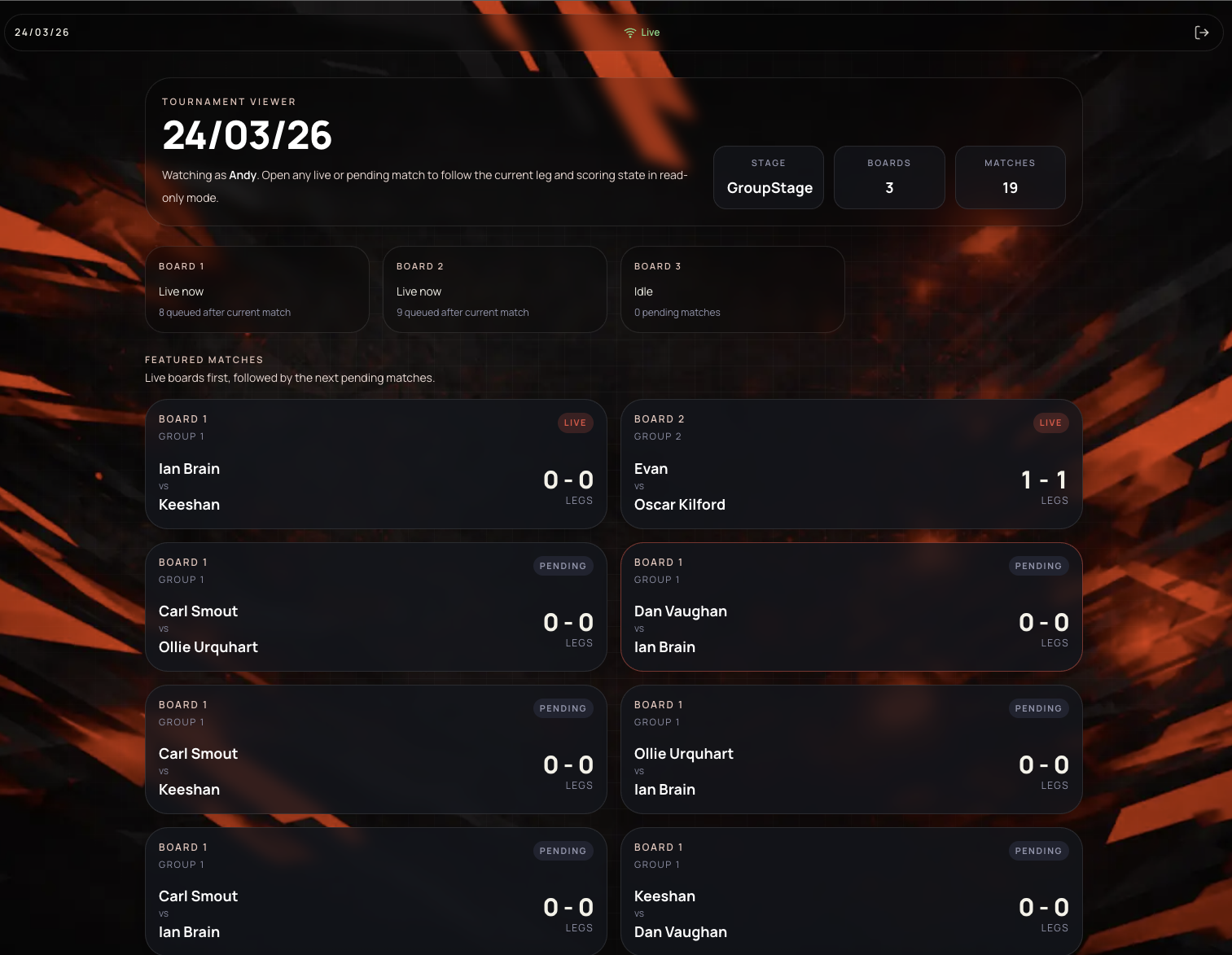 Bull Up tablet interface
